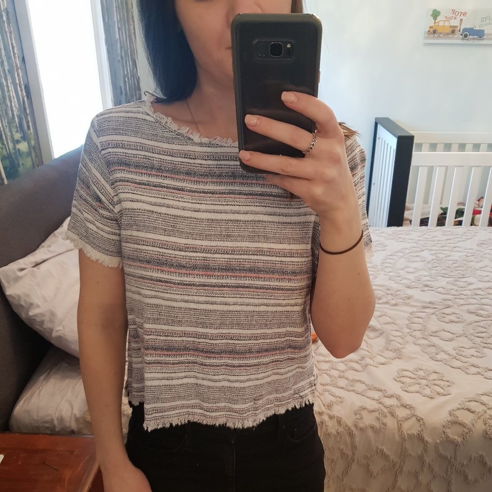 Ellison striped cotton/linen womens top